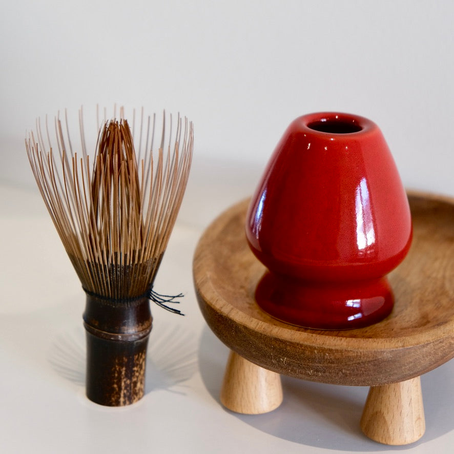 Torii Red Ceramic Matcha Whisk Holder Chasen Stand