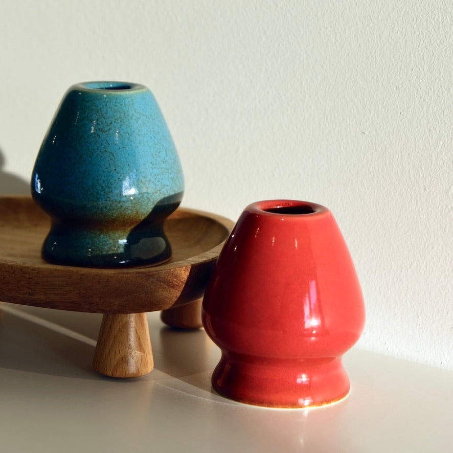 Samurai Blue Ceramic Matcha Whisk Holder Chasen Stand