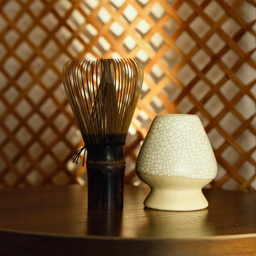Pearl Grey Ceramic Matcha Whisk Holder Chasen Stand
