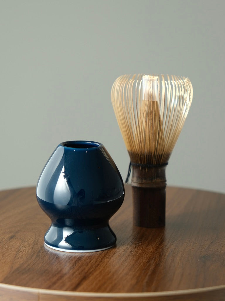 Edo Navy Ceramic Matcha Whisk Holder Chasen Stand