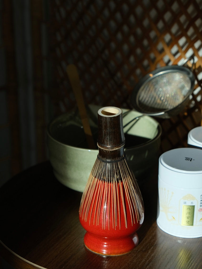 Torii Red Ceramic Matcha Whisk Holder Chasen Stand
