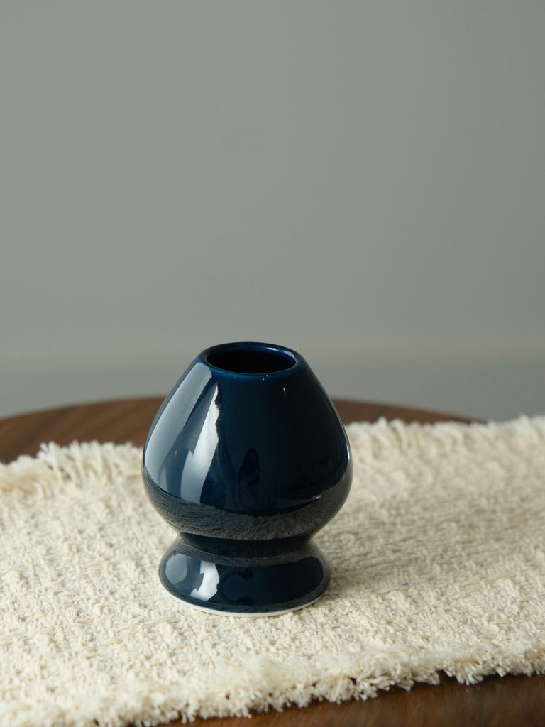 Edo Navy Ceramic Matcha Whisk Holder Chasen Stand