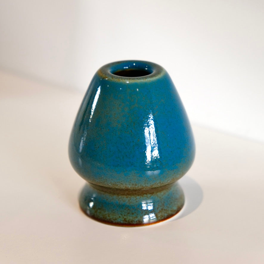 Samurai Blue Ceramic Matcha Whisk Holder Chasen Stand